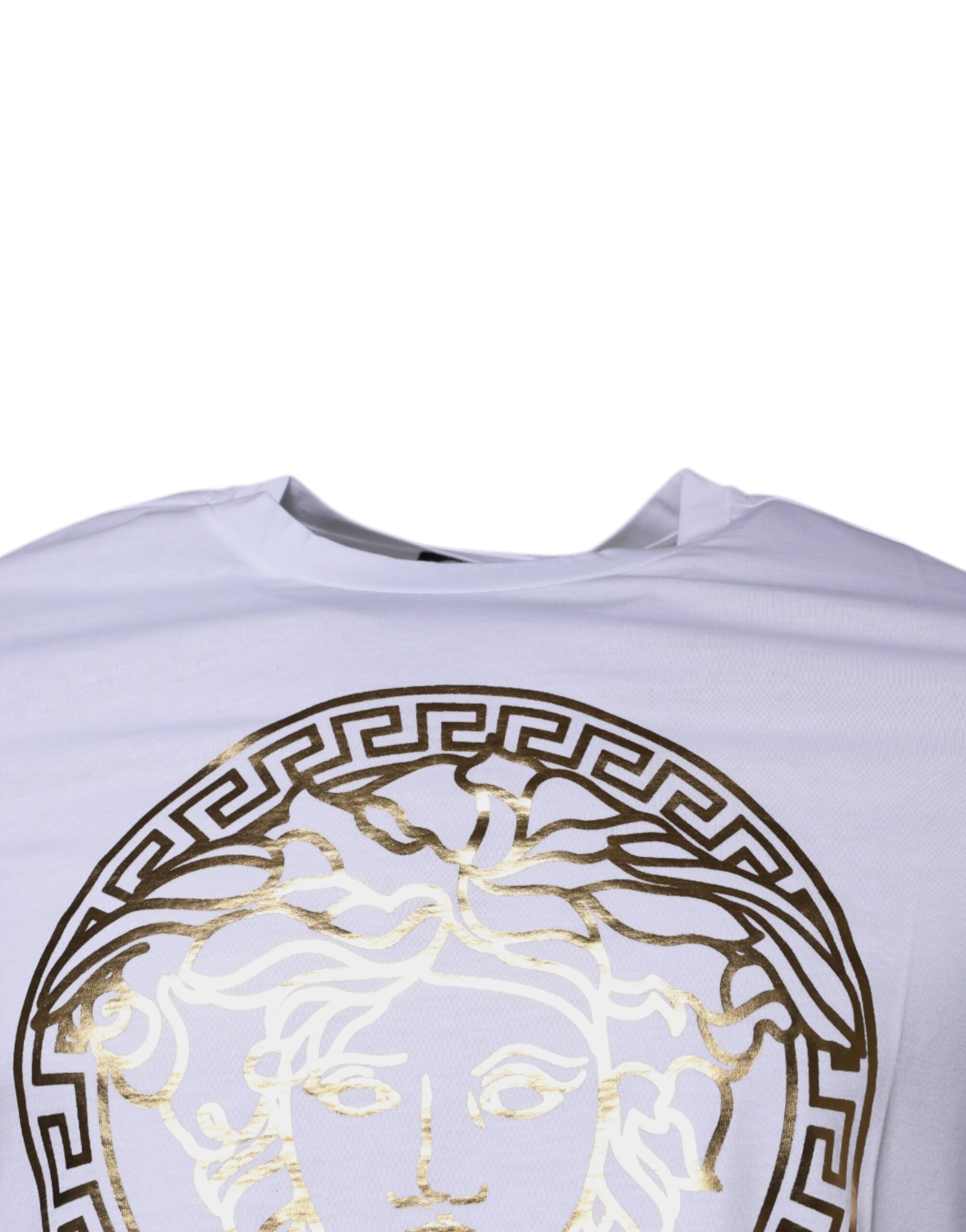 Versace white cotton round-neck T-shirt with Medusa print
