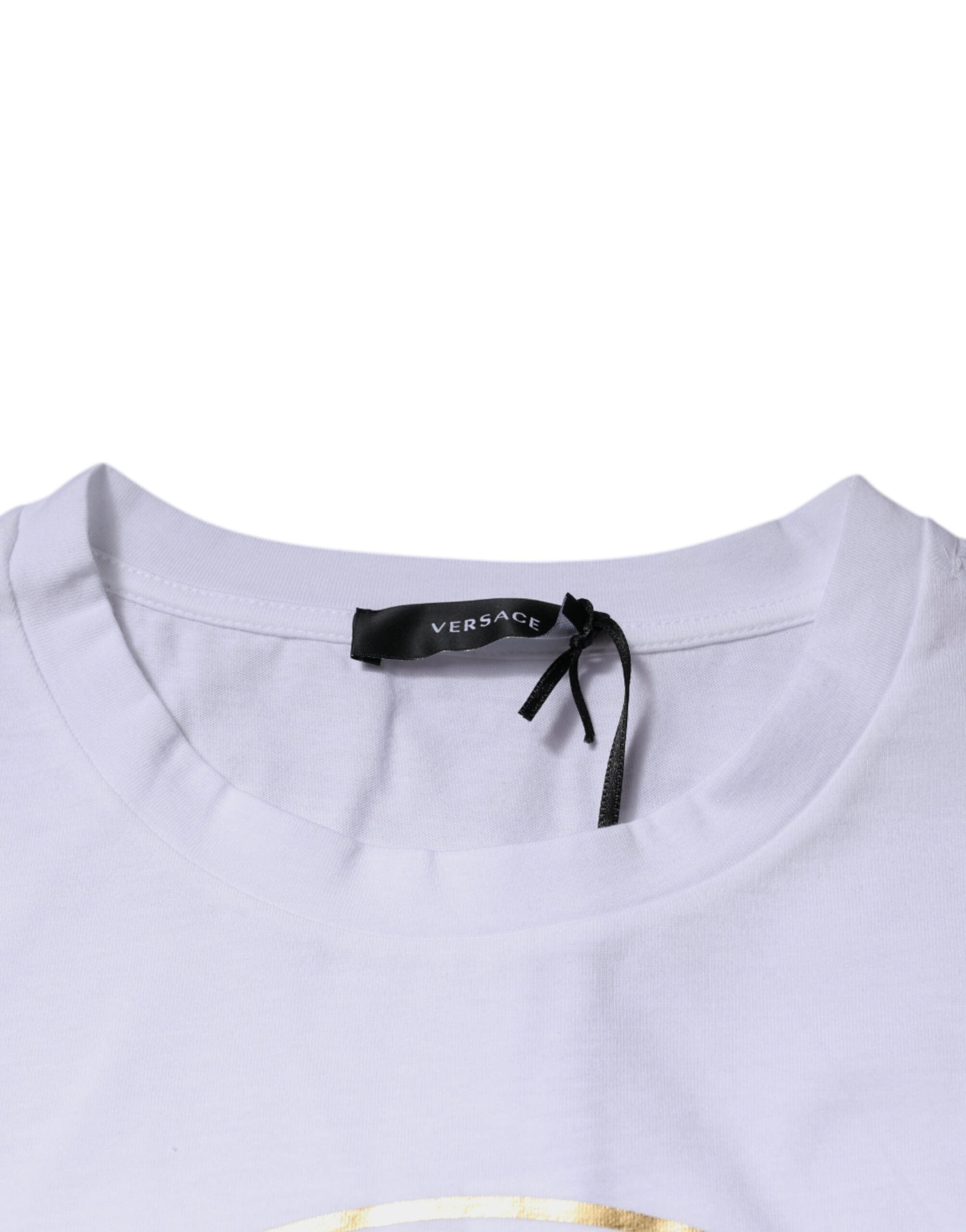 Versace white cotton round-neck T-shirt with Medusa print
