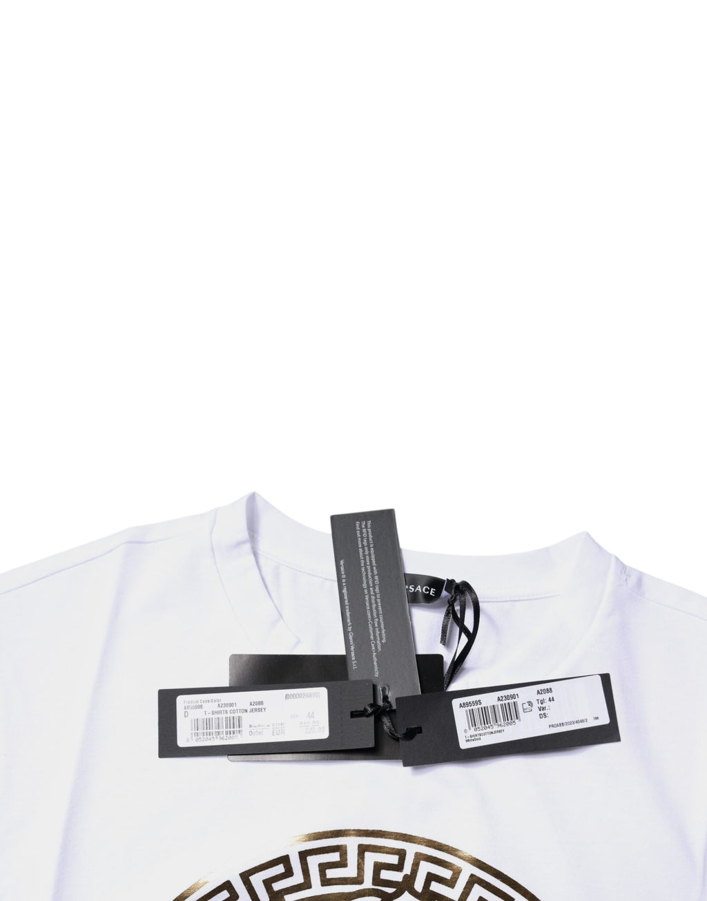 Versace white cotton round-neck T-shirt with Medusa print