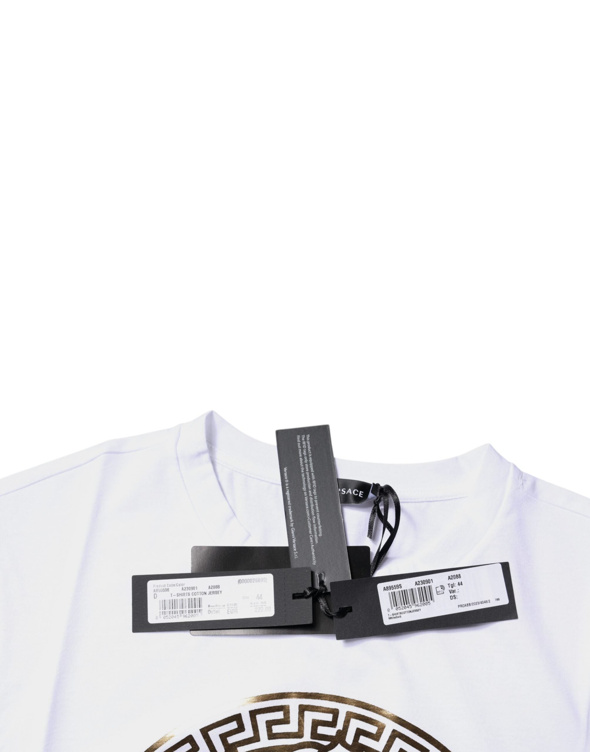 Versace white cotton round-neck T-shirt with Medusa print