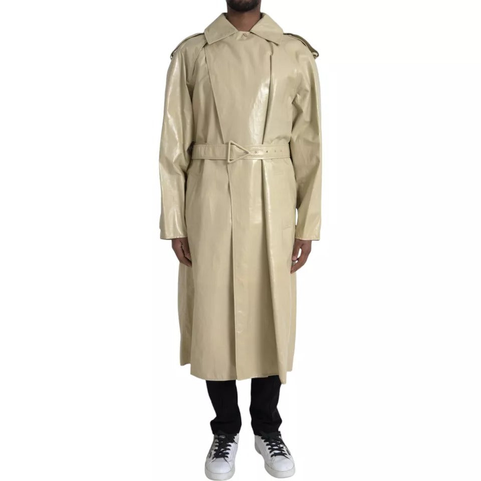 Bottega Veneta Beige Lammfell Leder Trenchcoat Jacke