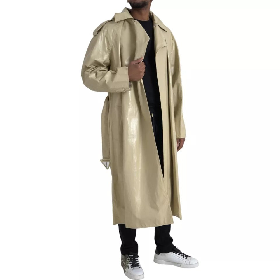 Bottega Veneta Beige Lammfell Leder Trenchcoat Jacke