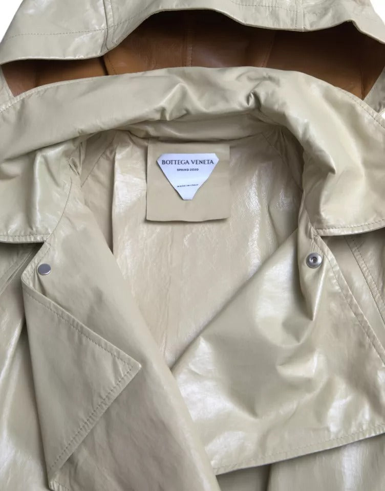 Bottega Veneta Beige Lammfell Leder Trenchcoat Jacke