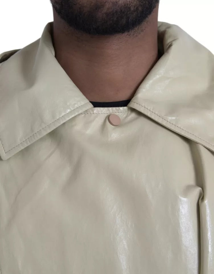 Bottega Veneta Beige Lammfell Leder Trenchcoat Jacke
