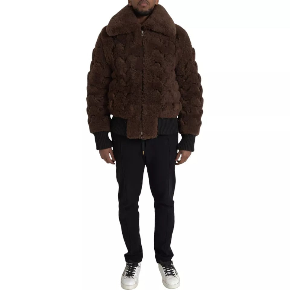 Bottega Veneta Brauner Pelz Lamm Shearling Mantel Jacke
