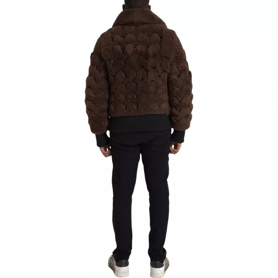 Bottega Veneta Brauner Pelz Lamm Shearling Mantel Jacke