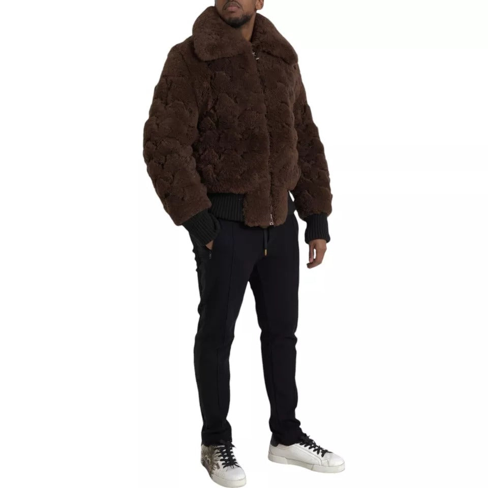 Bottega Veneta Brauner Pelz Lamm Shearling Mantel Jacke