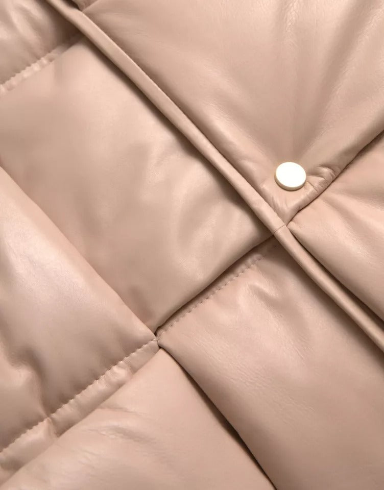 Bottega Veneta Beige gesteppte ärmellose Kalbslederjacke