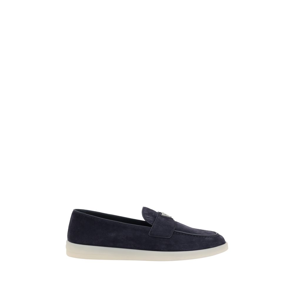 Prada Elegante blaue Gummisohle-Loafer