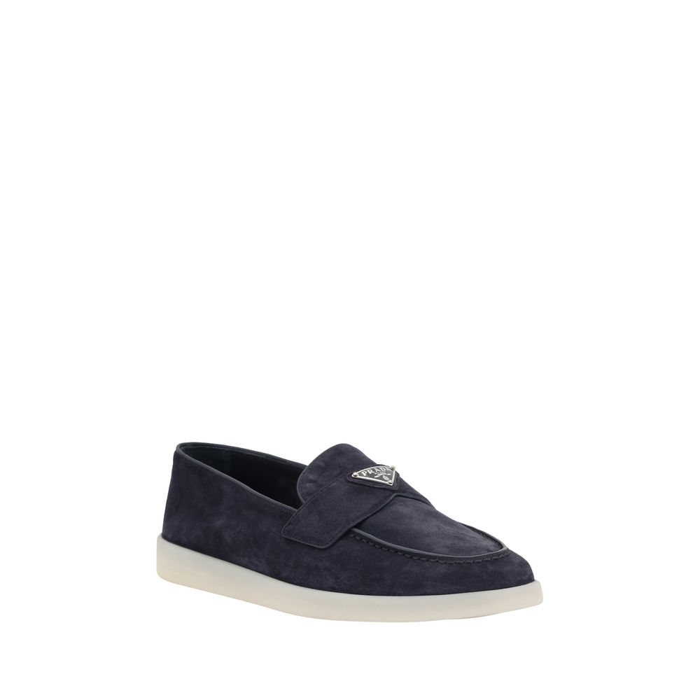 Prada Elegante blaue Gummisohle-Loafer