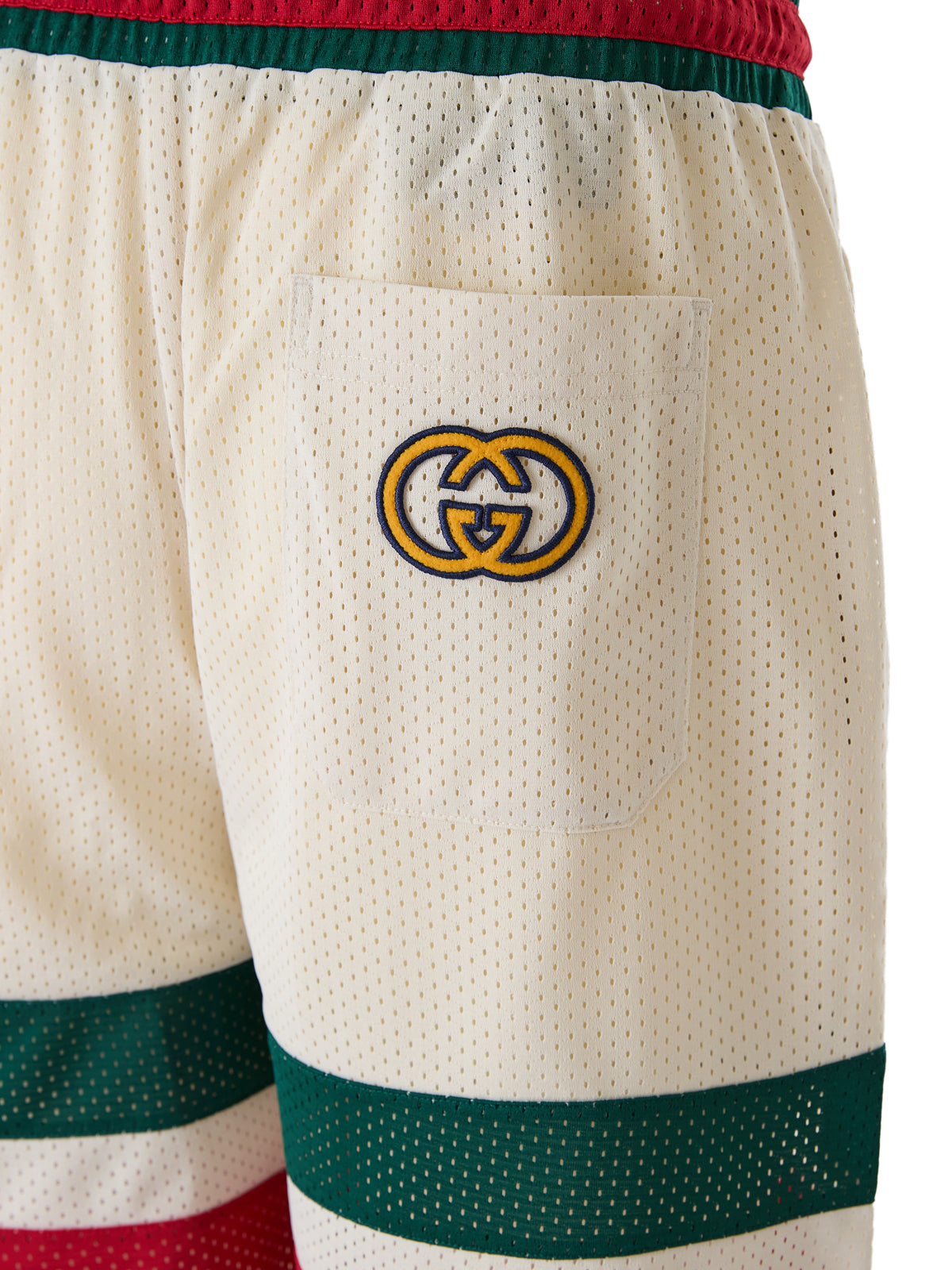 Gucci Cremefarbene Polyester-Logo-Shorts