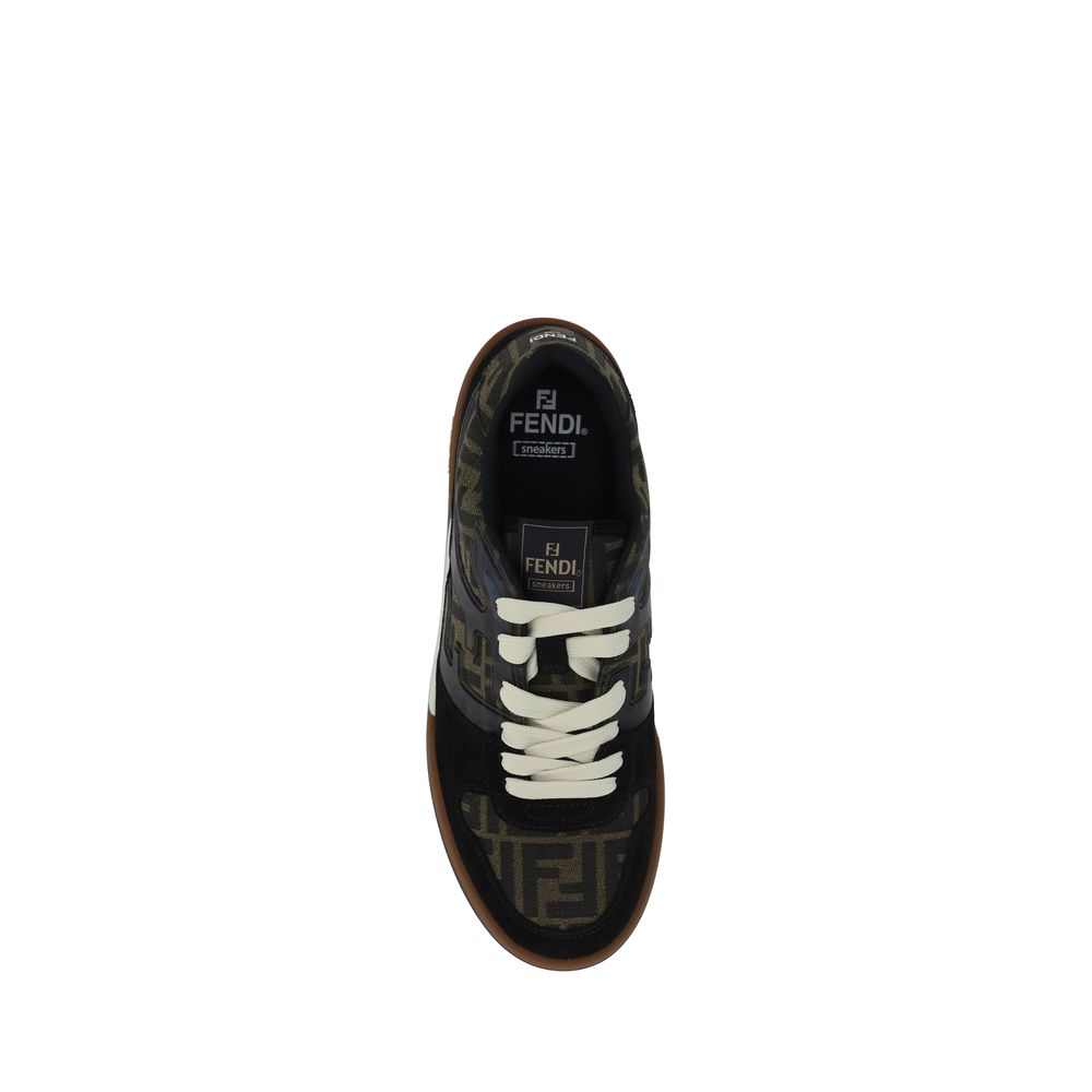 Fendi Bunte Kalbshaut Bos Taurus Sneakers mit niedrigem Schaft