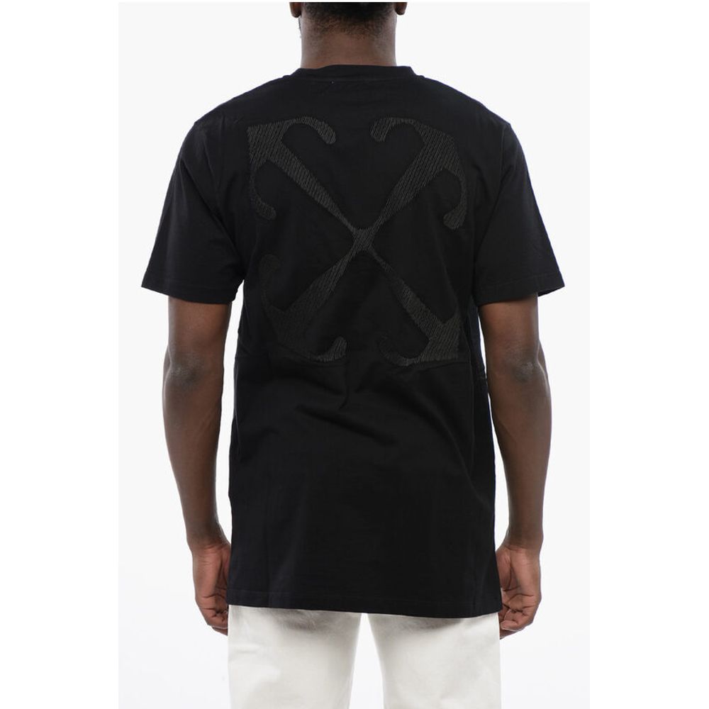 Off-White Black ARROW Crew Neck Cotton T-Shirt