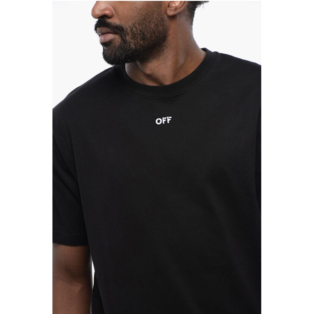 Off-White Black ARROW Crew Neck Cotton T-Shirt