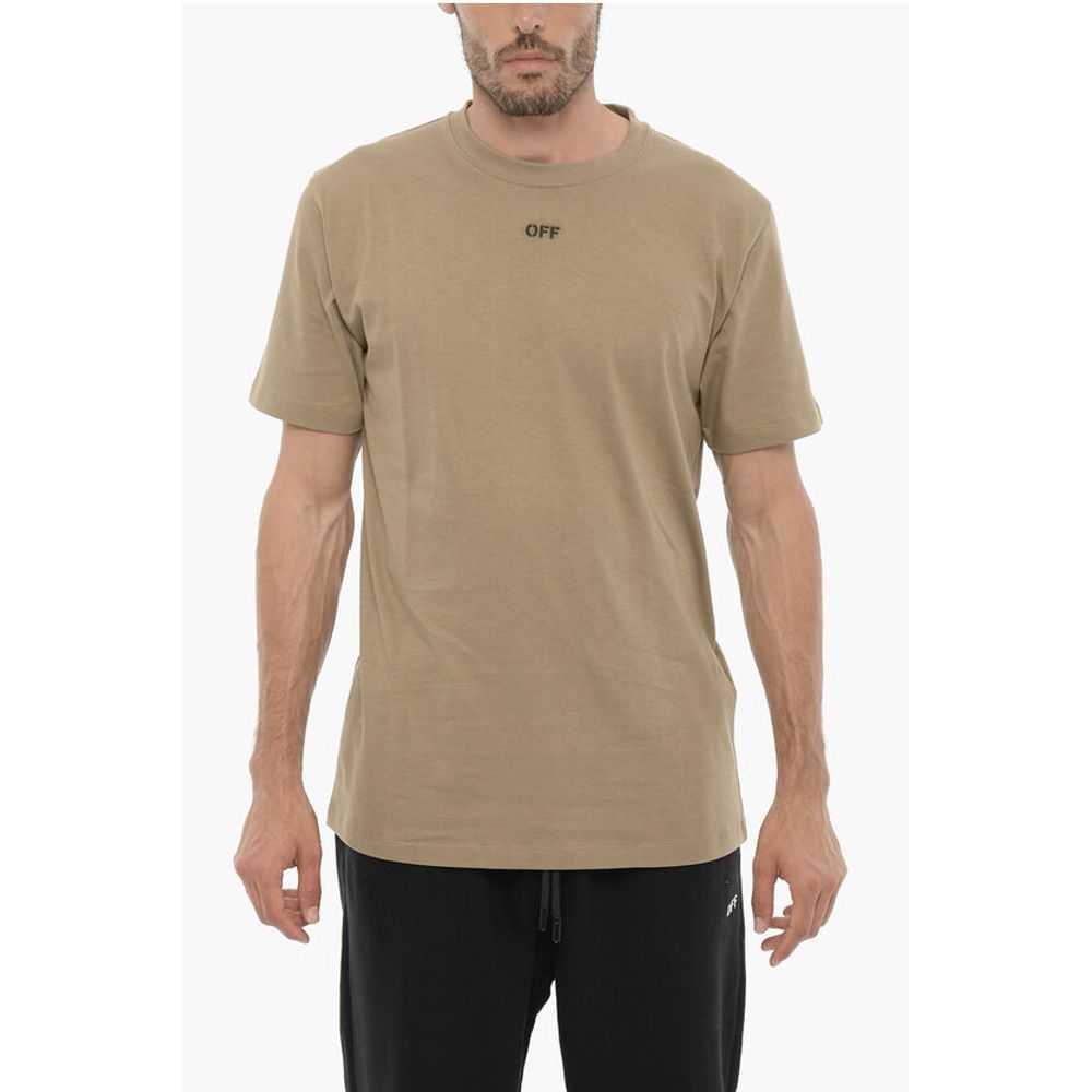 Off-White Slim Fit T-Shirt mit Rundhalsausschnitt und gesticktem Logo