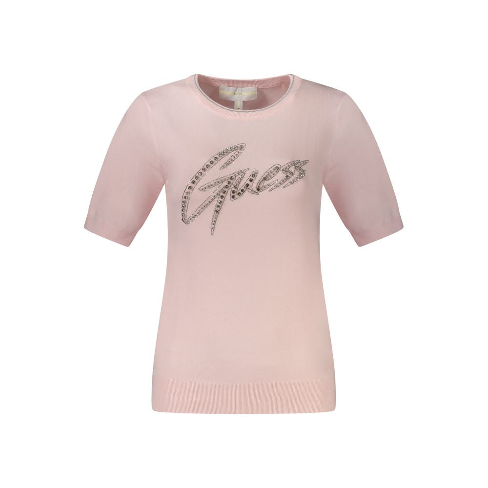 Pull Guess Jeans rose en viscose pour femme