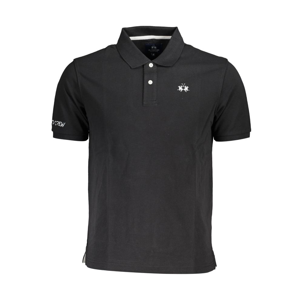 La Martina Schwarzes Baumwoll-Poloshirt