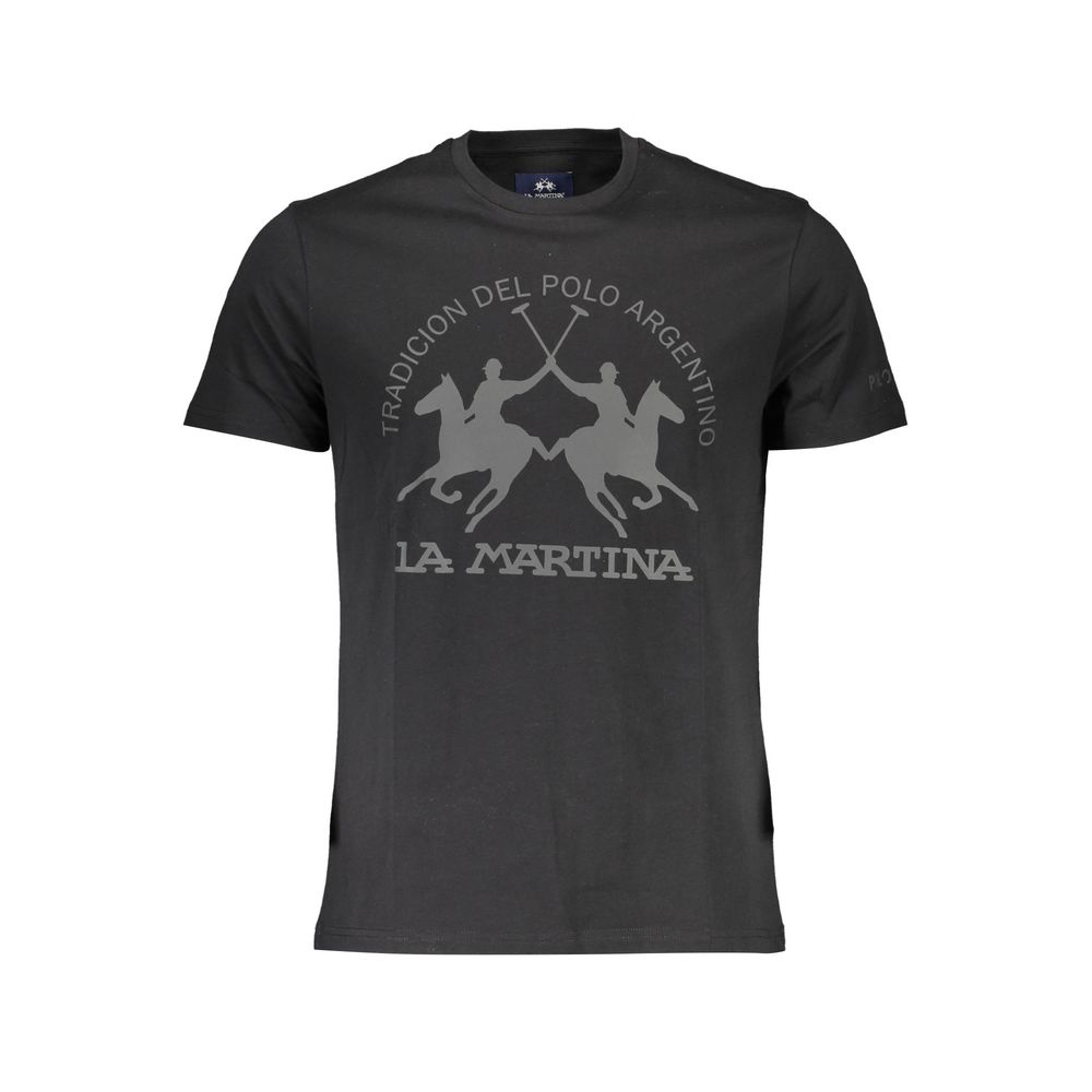 La Martina Baumwoll-T-Shirt in Schwarz