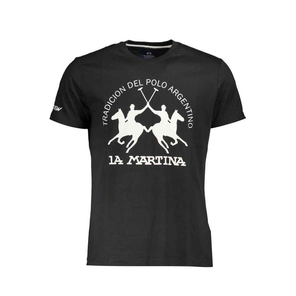 La Martina Baumwoll-T-Shirt in Schwarz