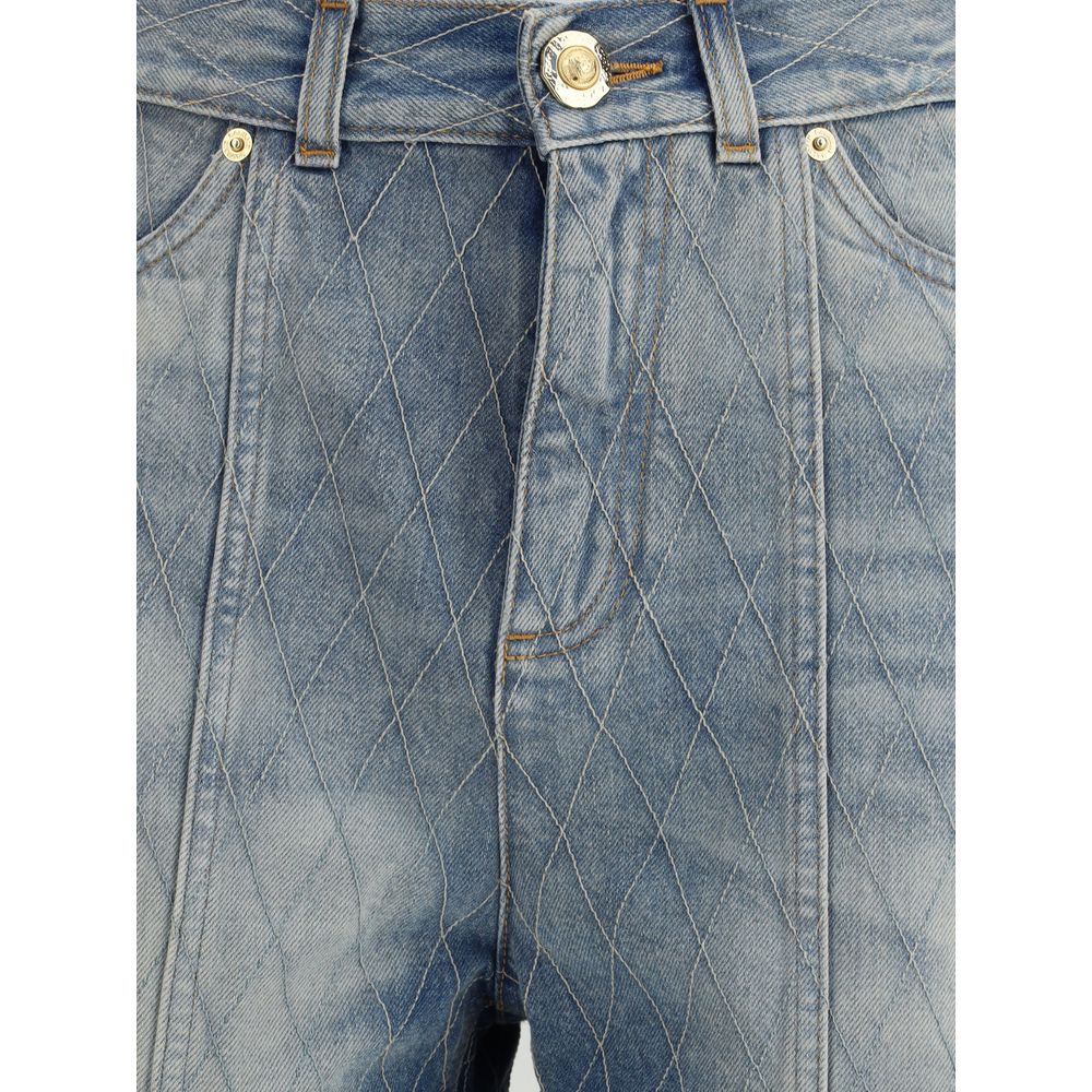 Balmain Hellblaue Baumwoll-Bermuda-Shorts