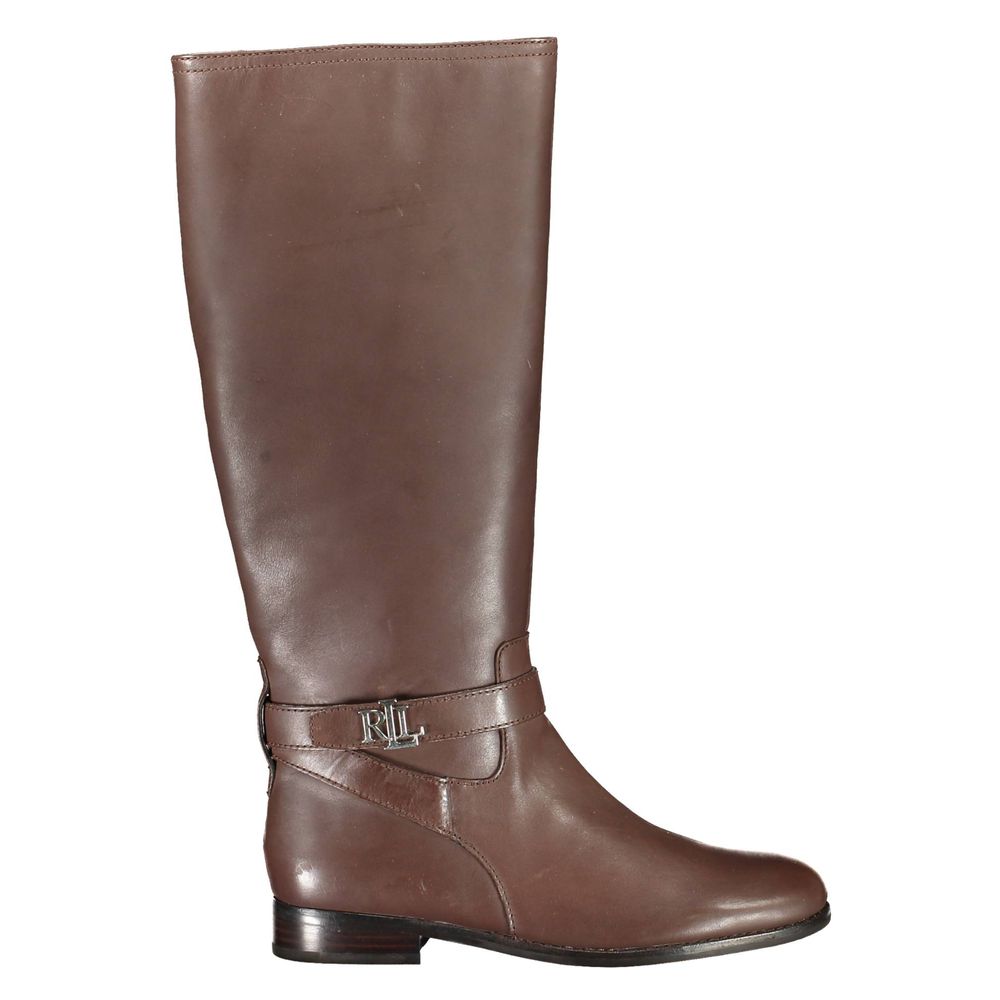 Ralph Lauren Brauner Leder-Stiefelette