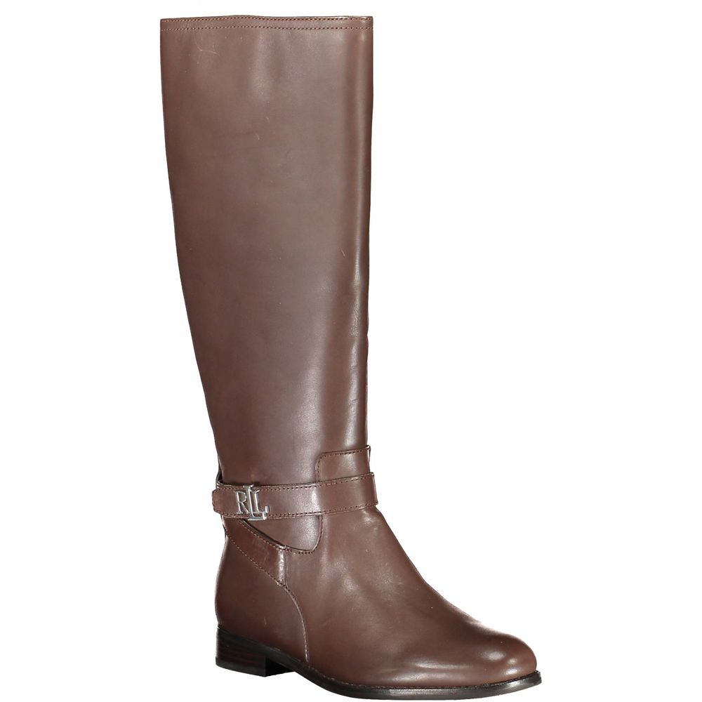 Ralph Lauren Brauner Leder-Stiefelette