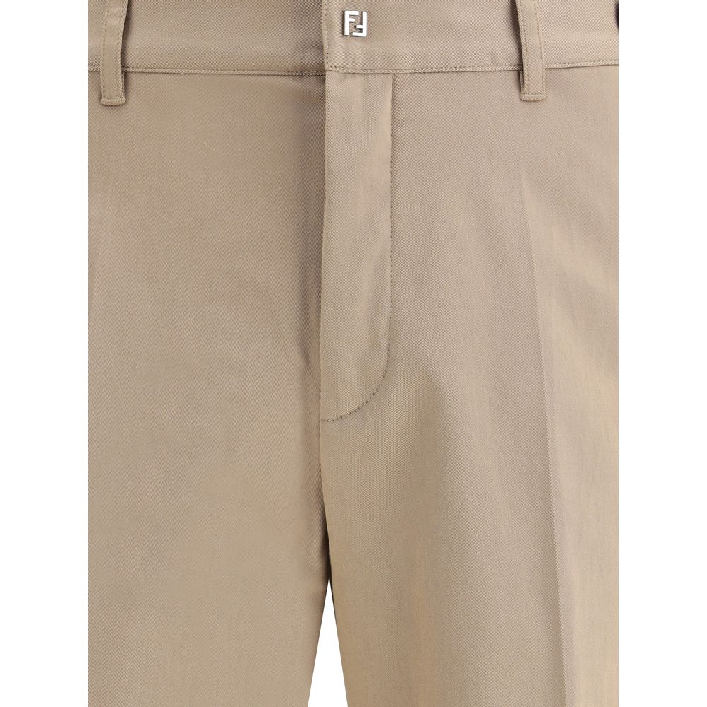 Fendi Braune Baumwoll-Chino