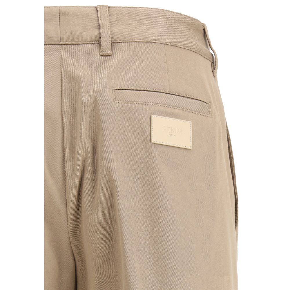 Fendi Braune Baumwoll-Chino