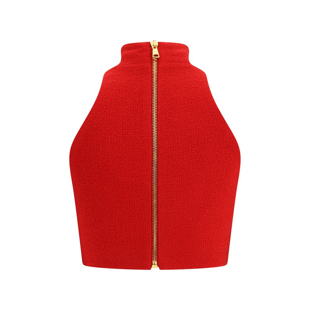 Balmain Rote Wollfleece-Bluse