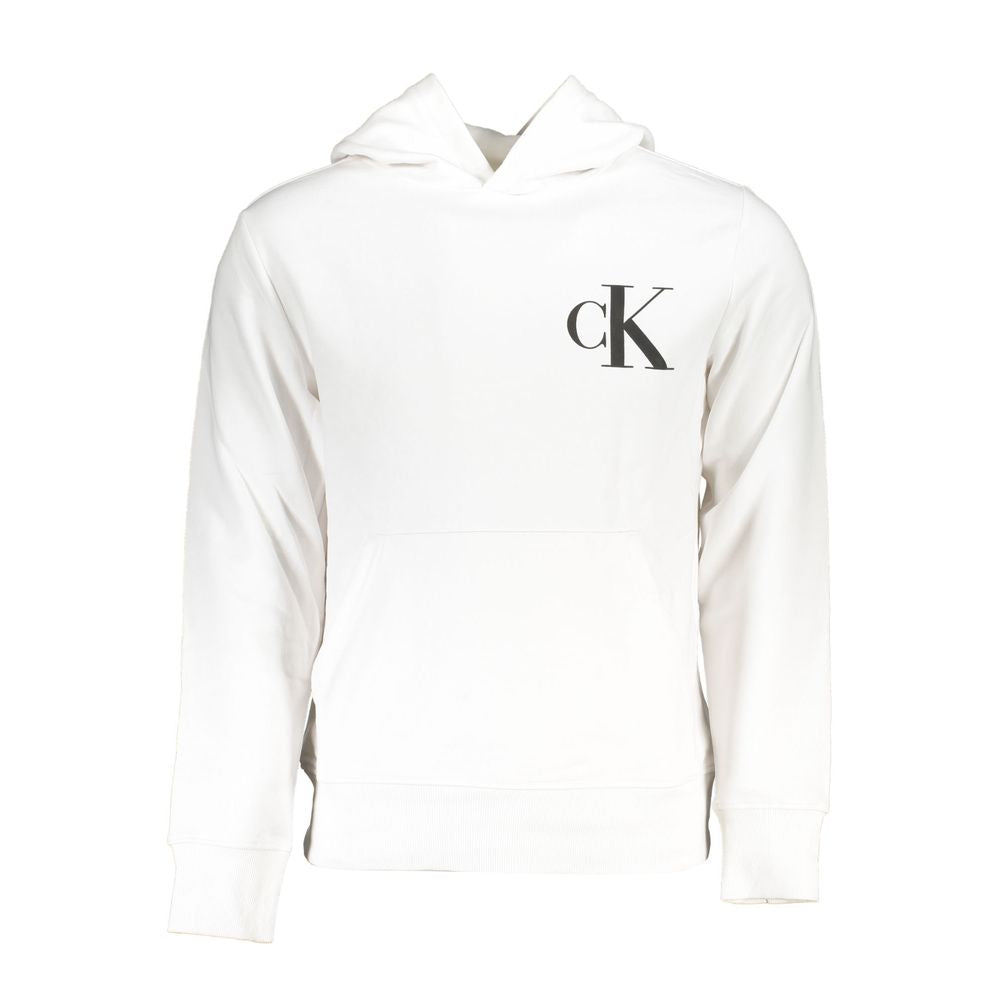 Calvin Klein Men's White Cotton Hooded Sweater