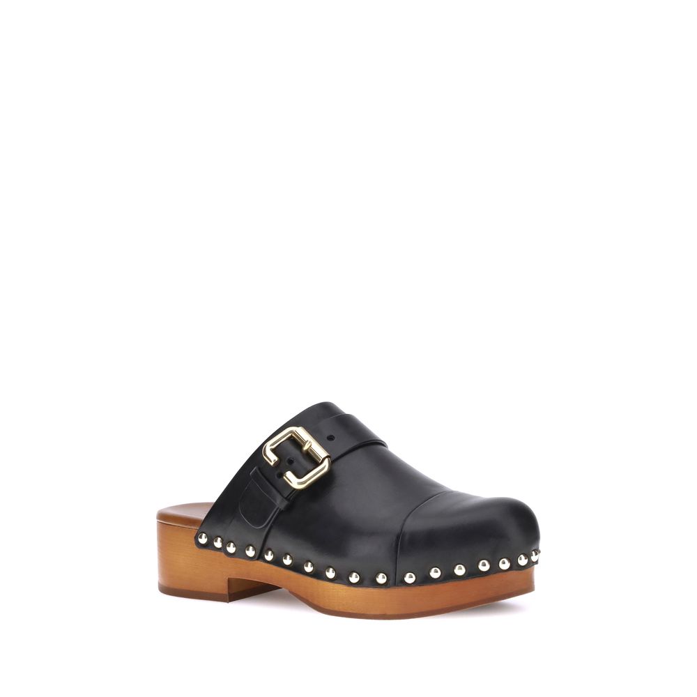 Chloé Schwarze Kalbshaut Bos Taurus Clogs