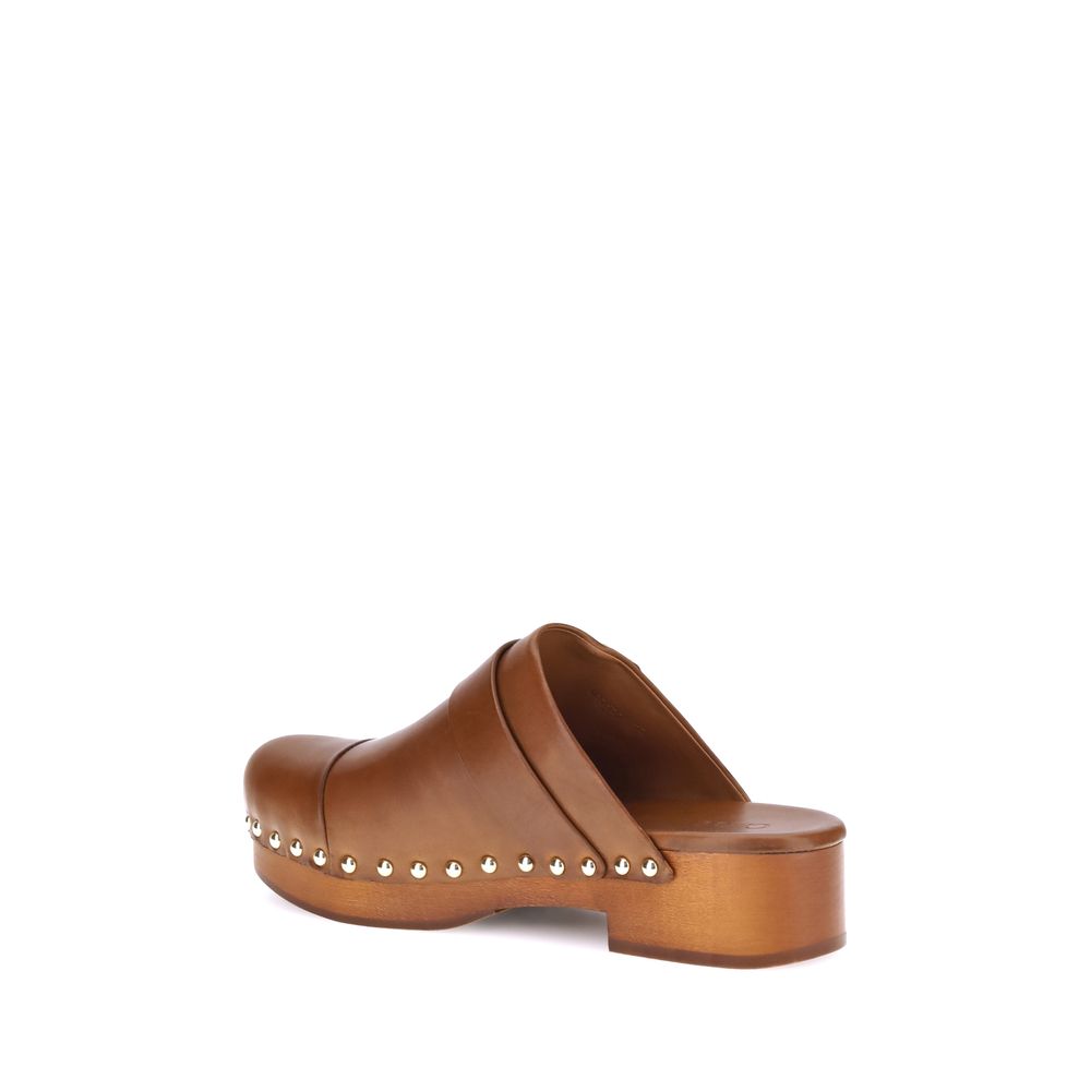 Chloé Braune Kalbshaut Bos Taurus Clogs