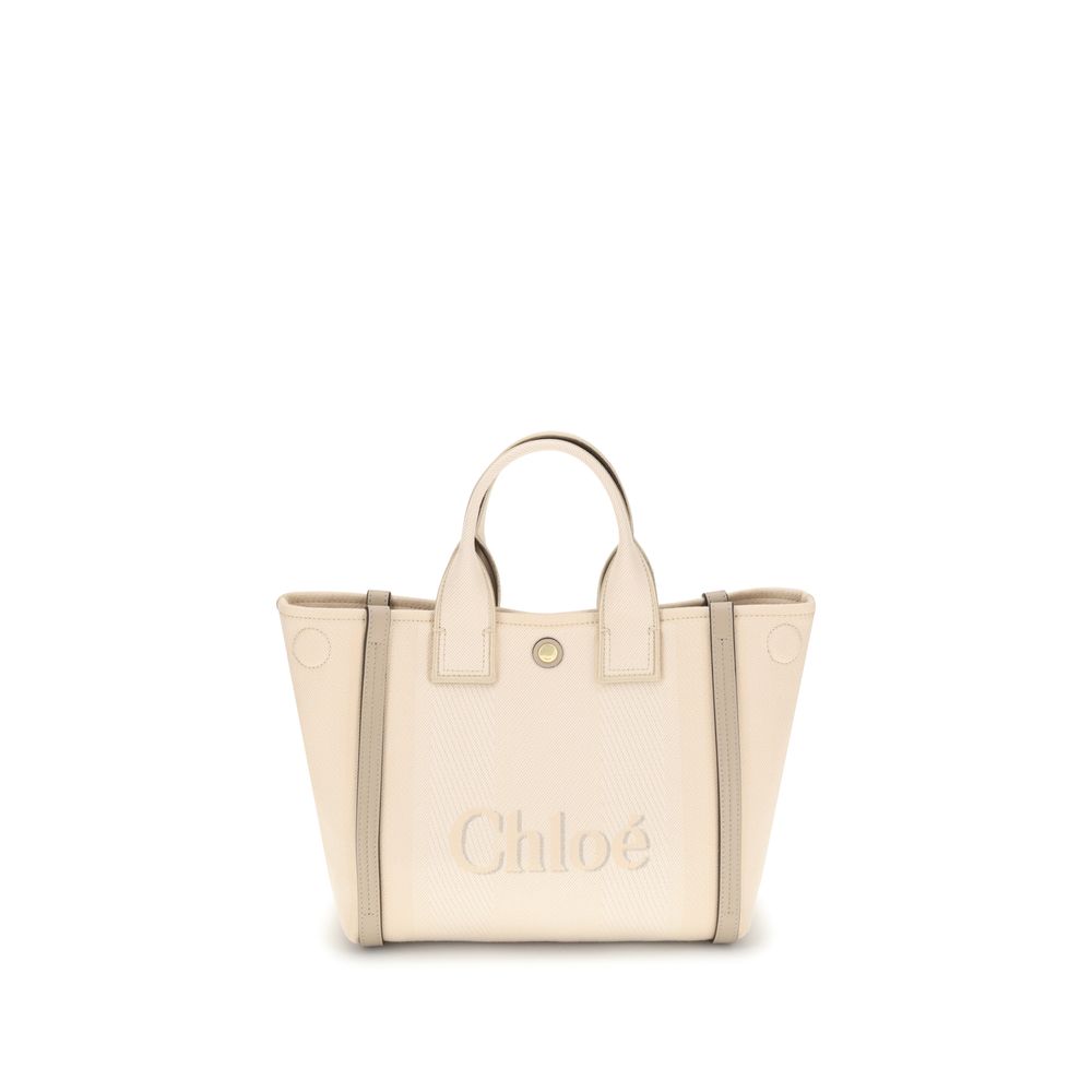 Chloé Beigefarbene Baumwollhandtasche