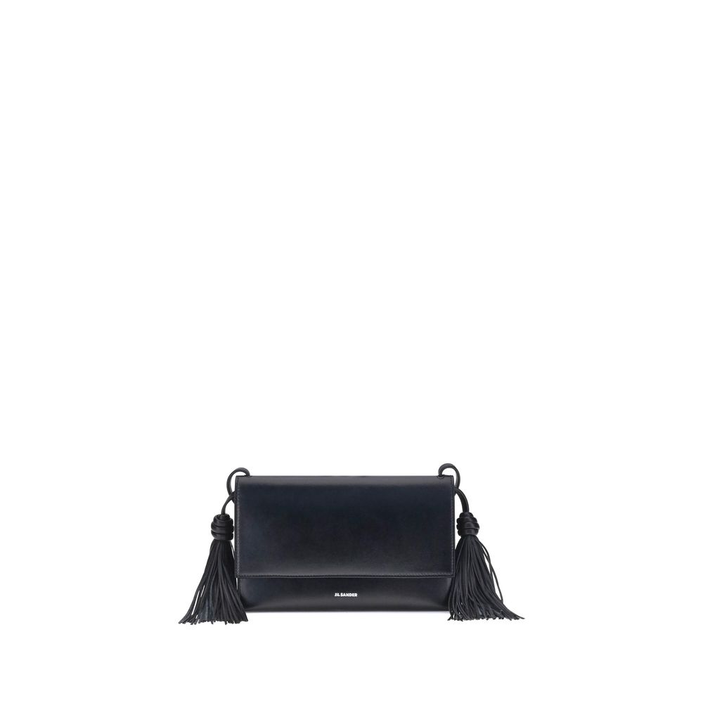 Jil Sander Schwarze Kalbshaut Bos Taurus Schultertasche