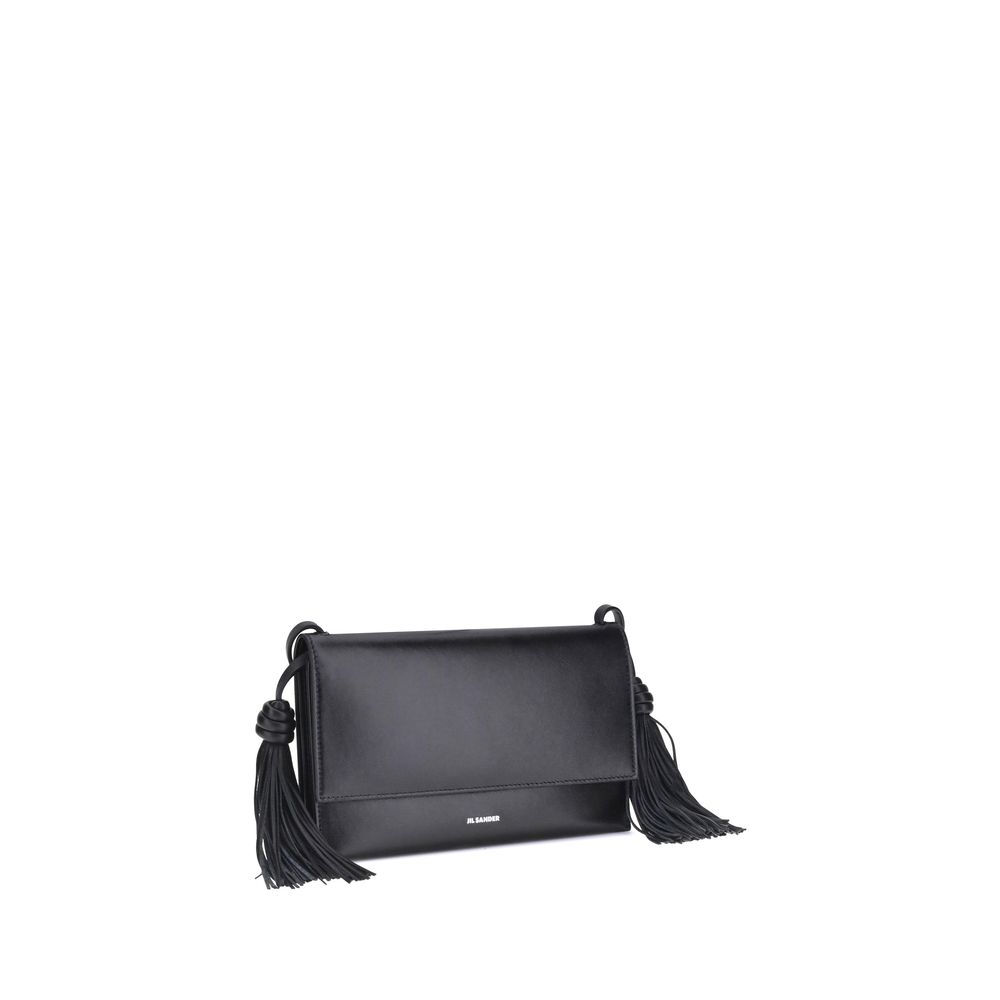 Jil Sander Schwarze Kalbshaut Bos Taurus Schultertasche