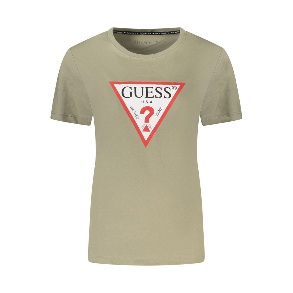 Guess Jeans Grünes T-Shirt aus Baumwolle für Frauen