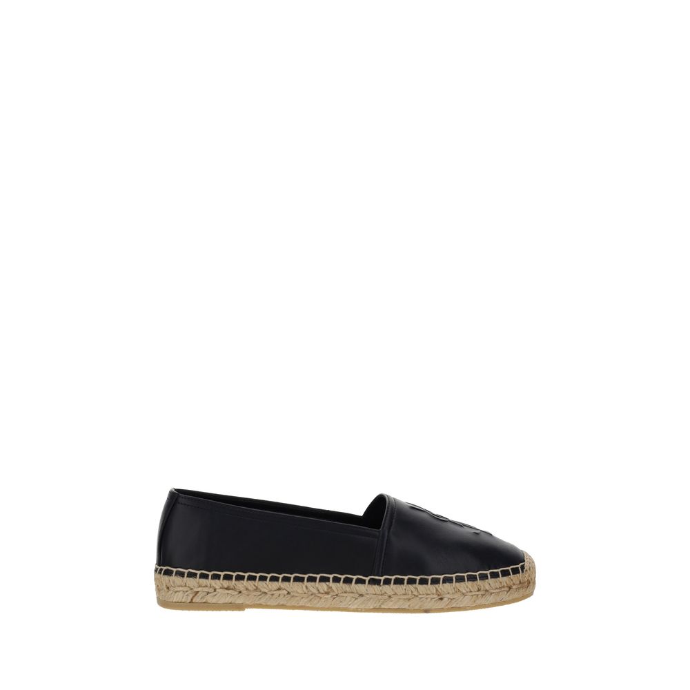 Saint Laurent Schwarze Espadrilles aus Lammleder Ovis Aries Aries