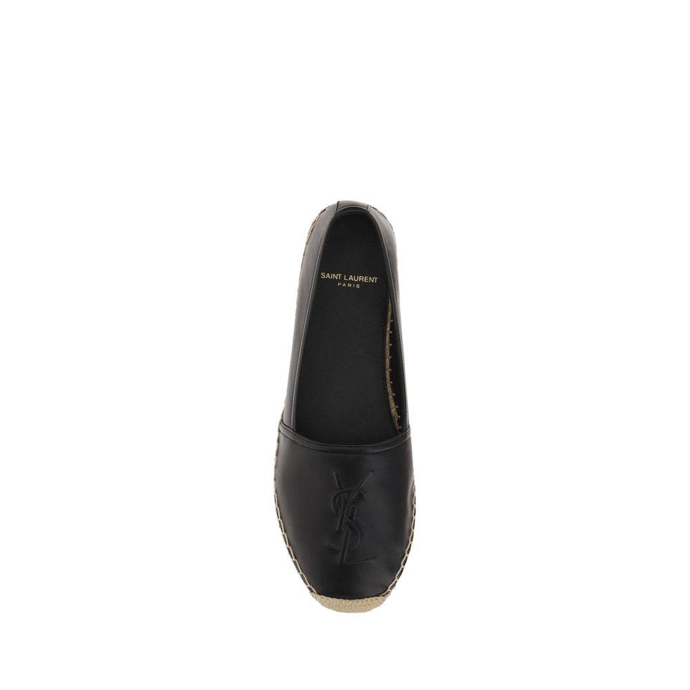 Saint Laurent Schwarze Espadrilles aus Lammleder Ovis Aries Aries