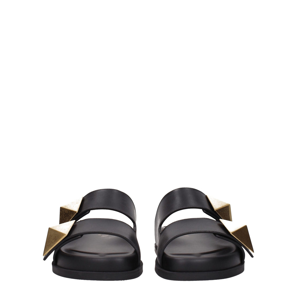 Valentino Garavani Schwarze Leder-Hausschuhe
