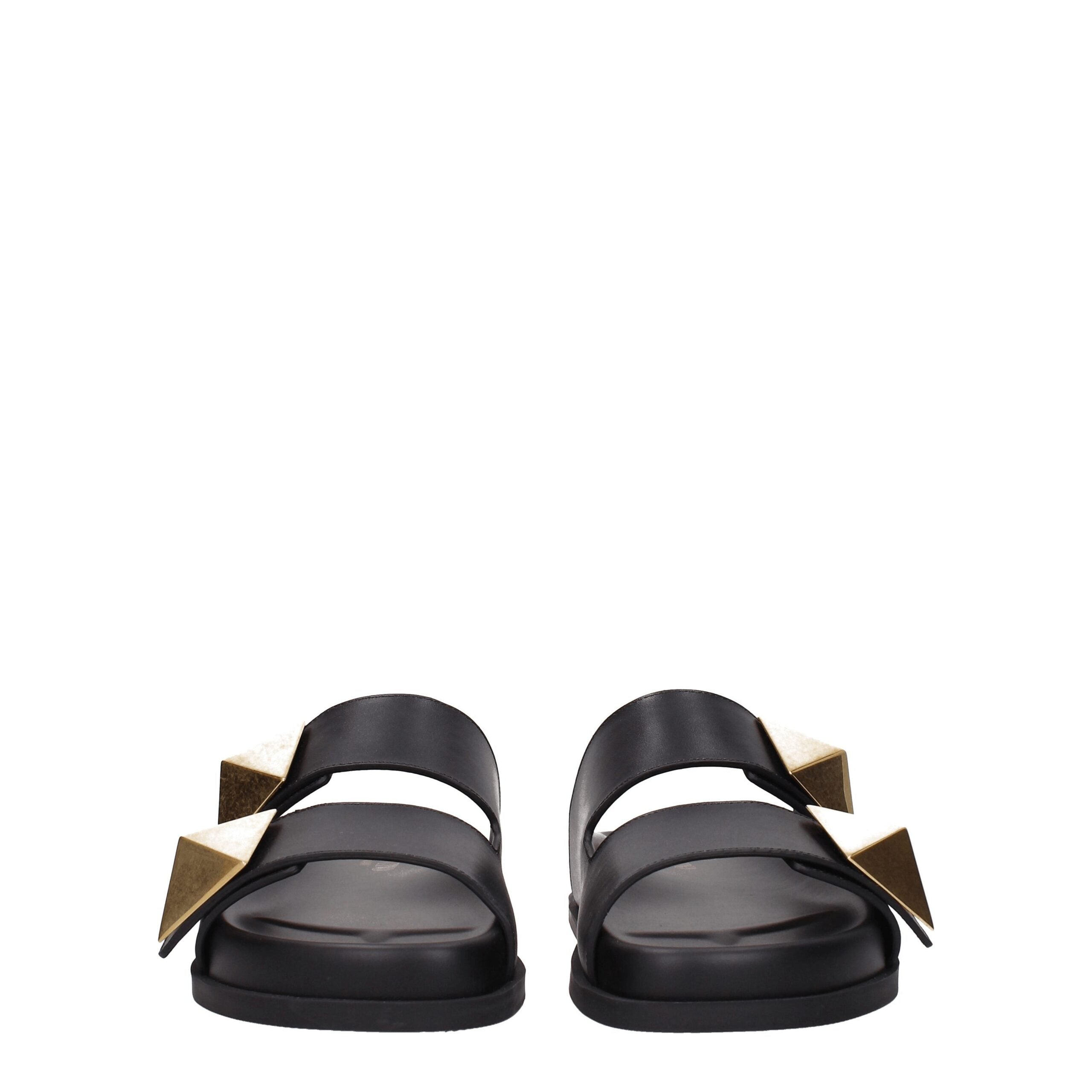Valentino Garavani Schwarze Leder-Hausschuhe