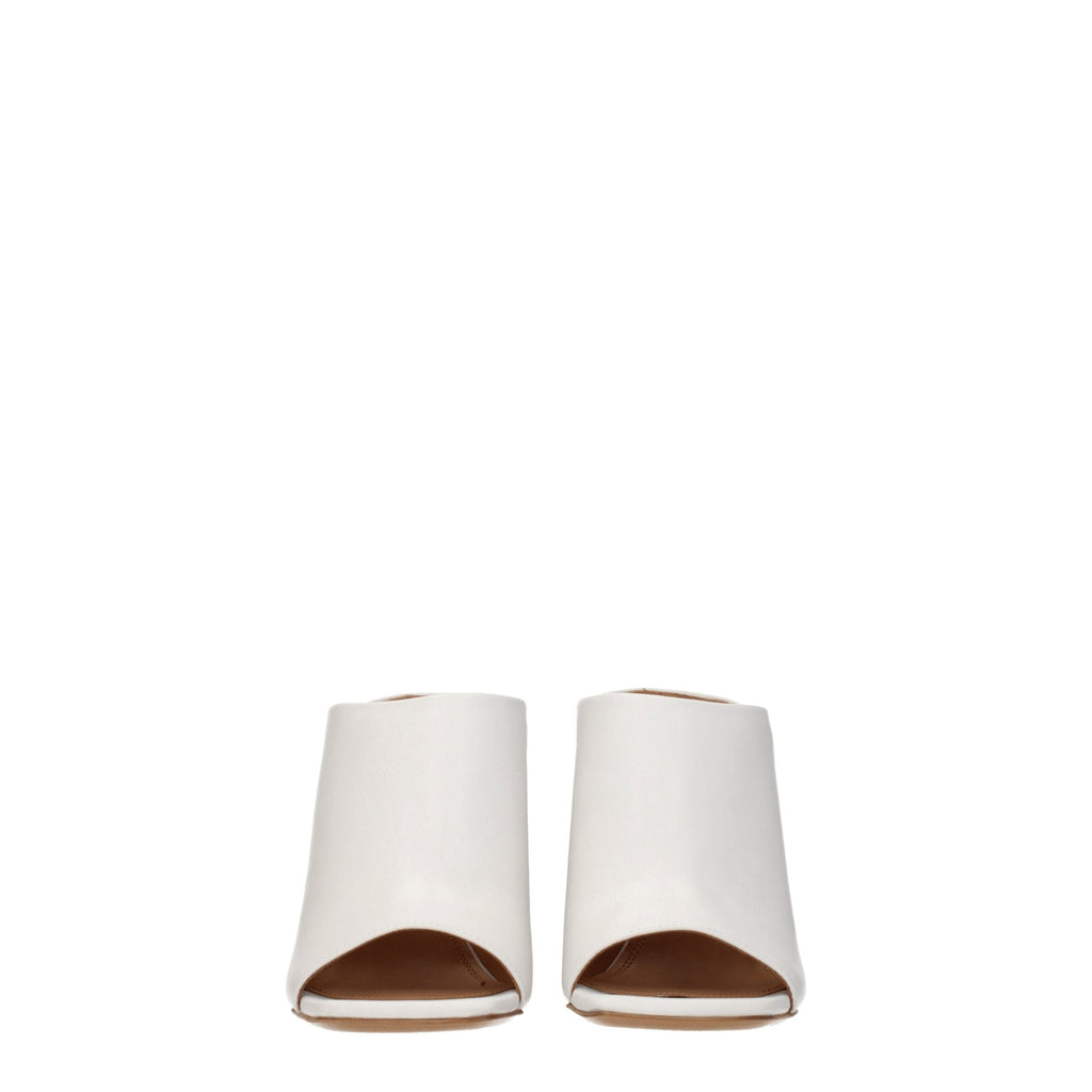 Off-White Weiße Leder-Plateausandalen