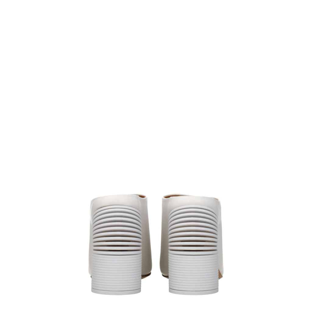 Off-White Weiße Leder-Plateausandalen