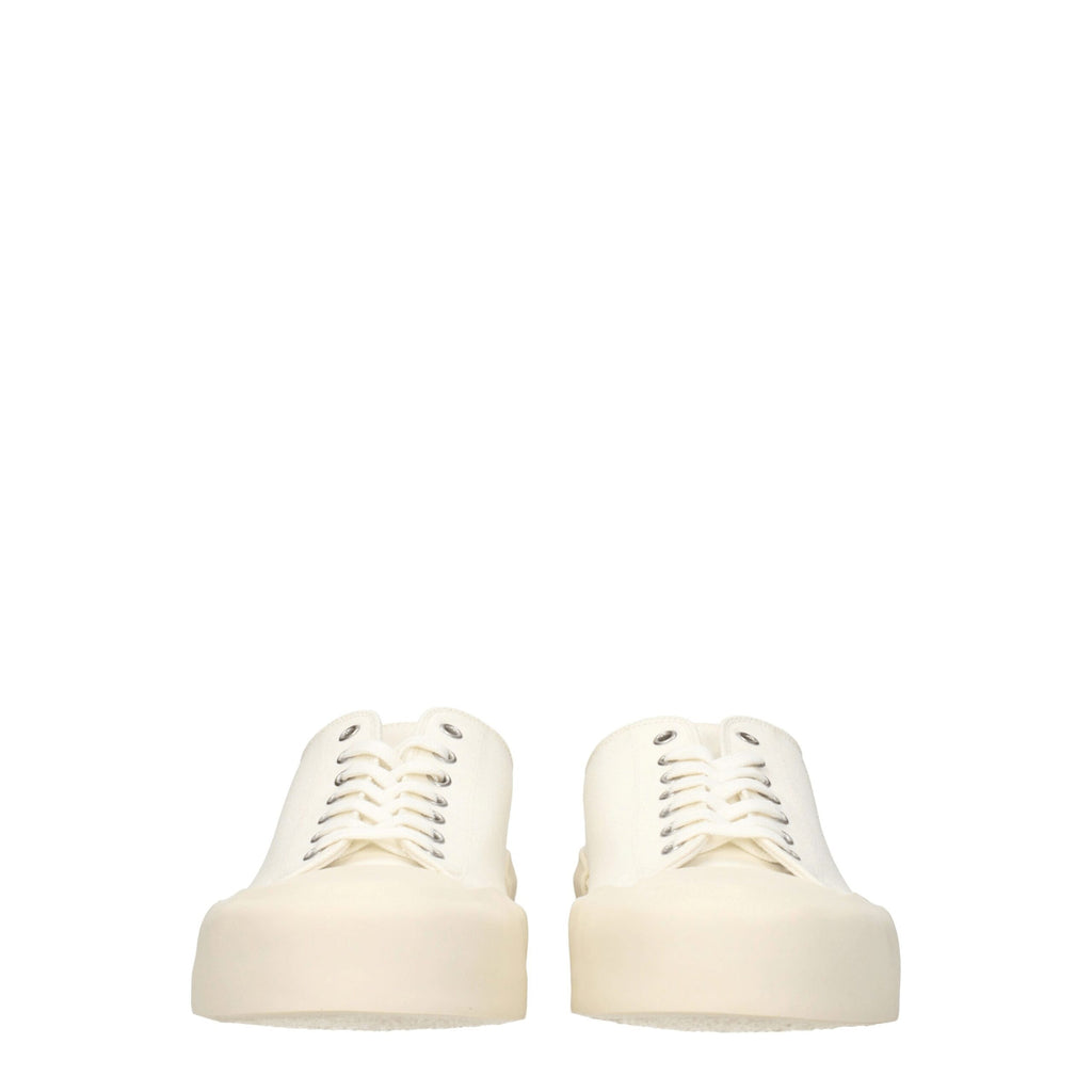 Jil Sander Beigefarbene Stoff-Sneaker mit niedrigem Schaft