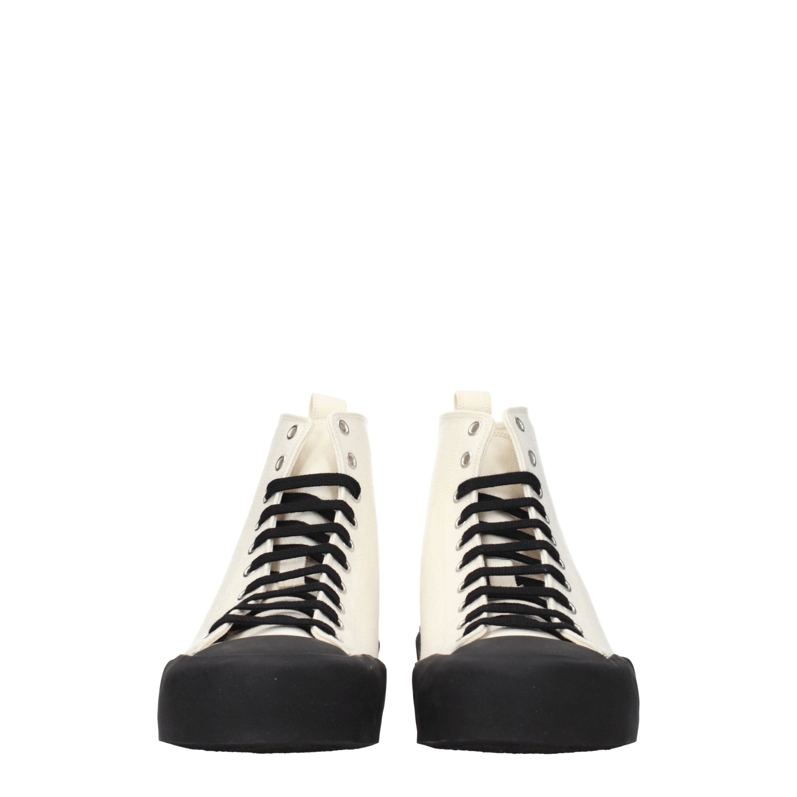 Jil Sander Beigefarbene High-Top-Sneaker aus Stoff