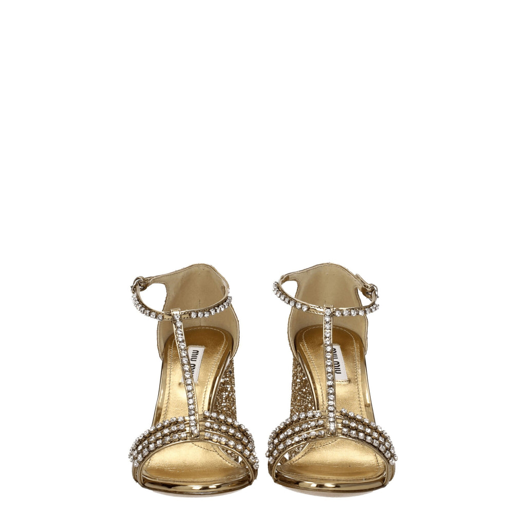 Miu Miu Goldene Plateausandalen aus Kunststoff