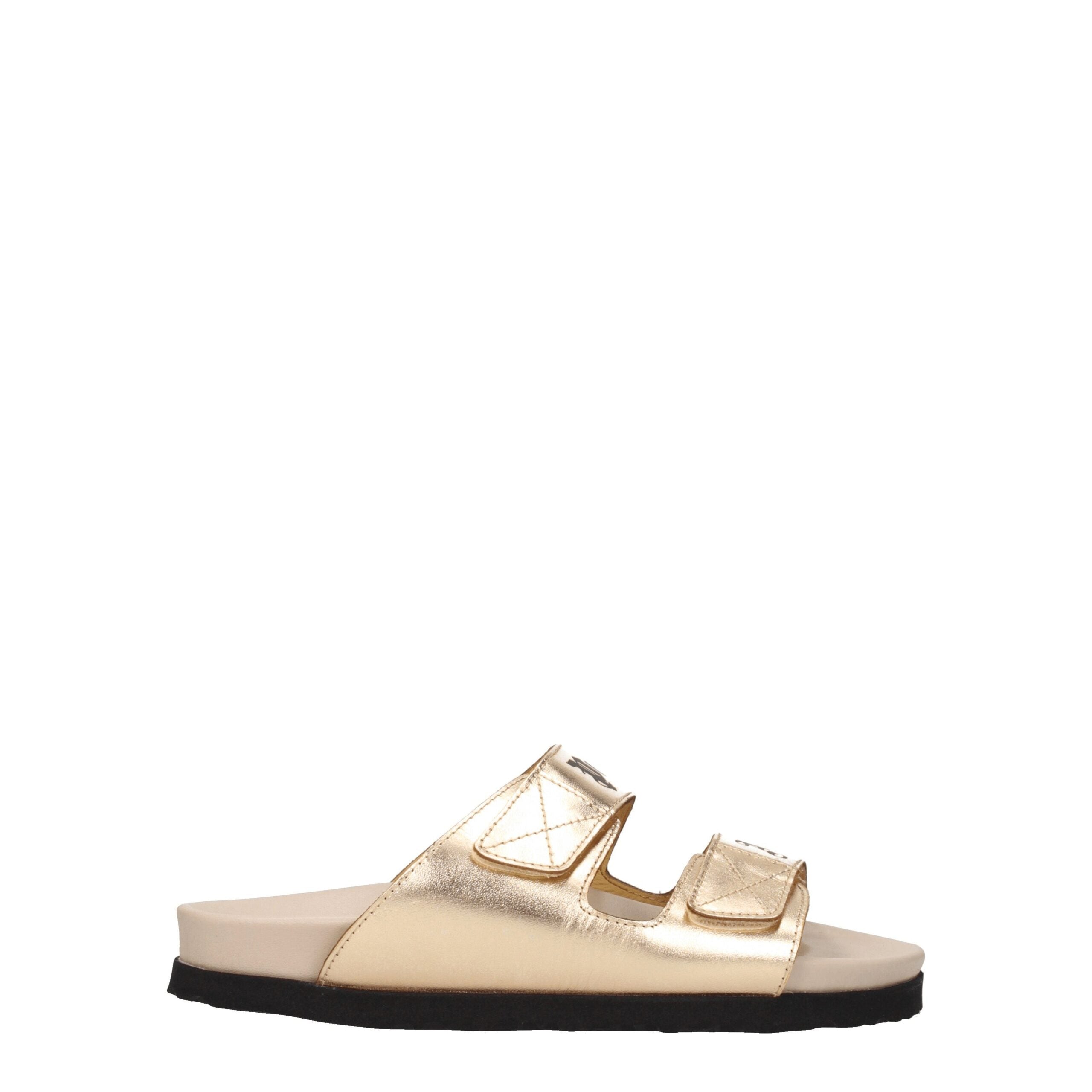Palm Angels Goldene Leder-Pantoffeln