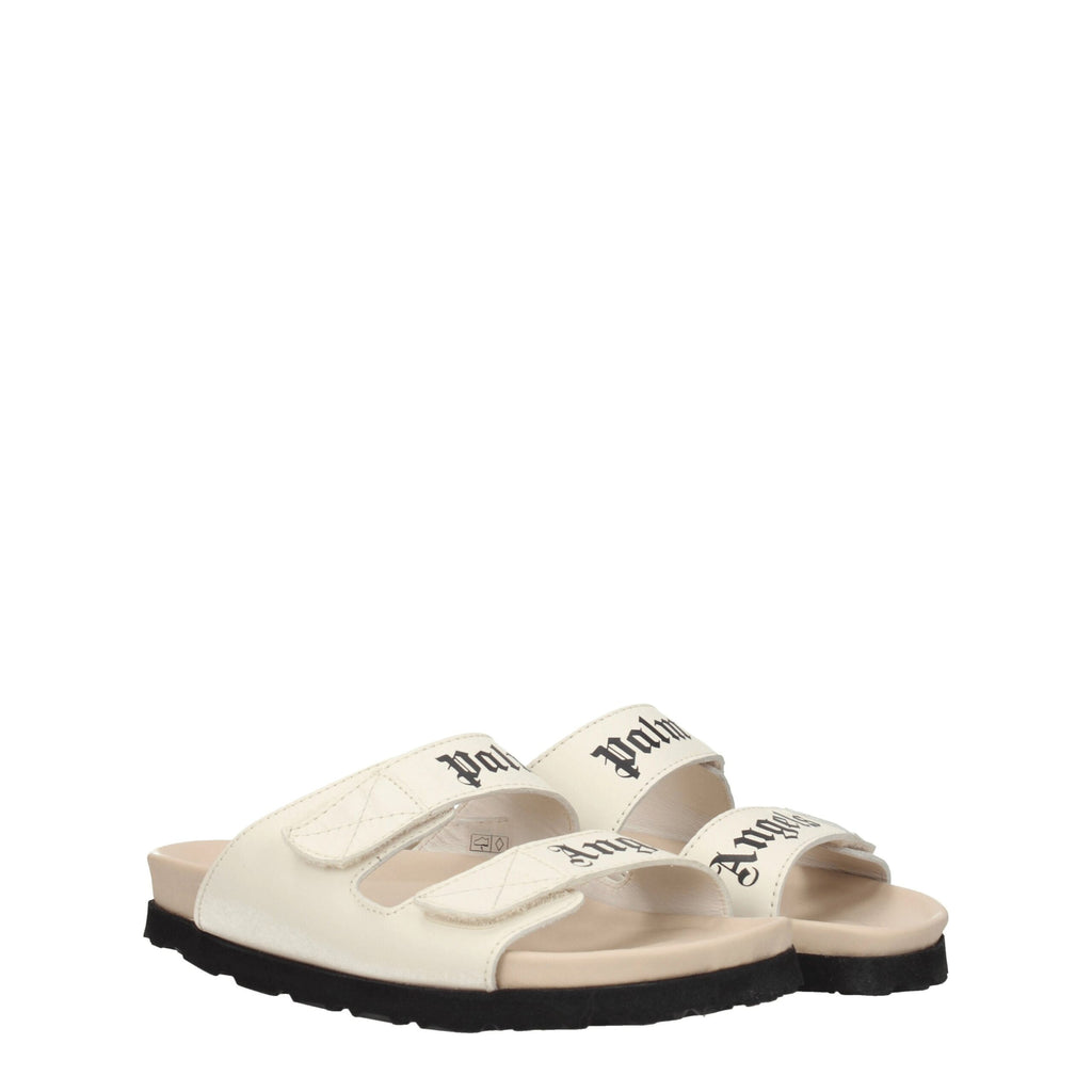 Palm Angels Flache Sandalen aus Leder in Beige