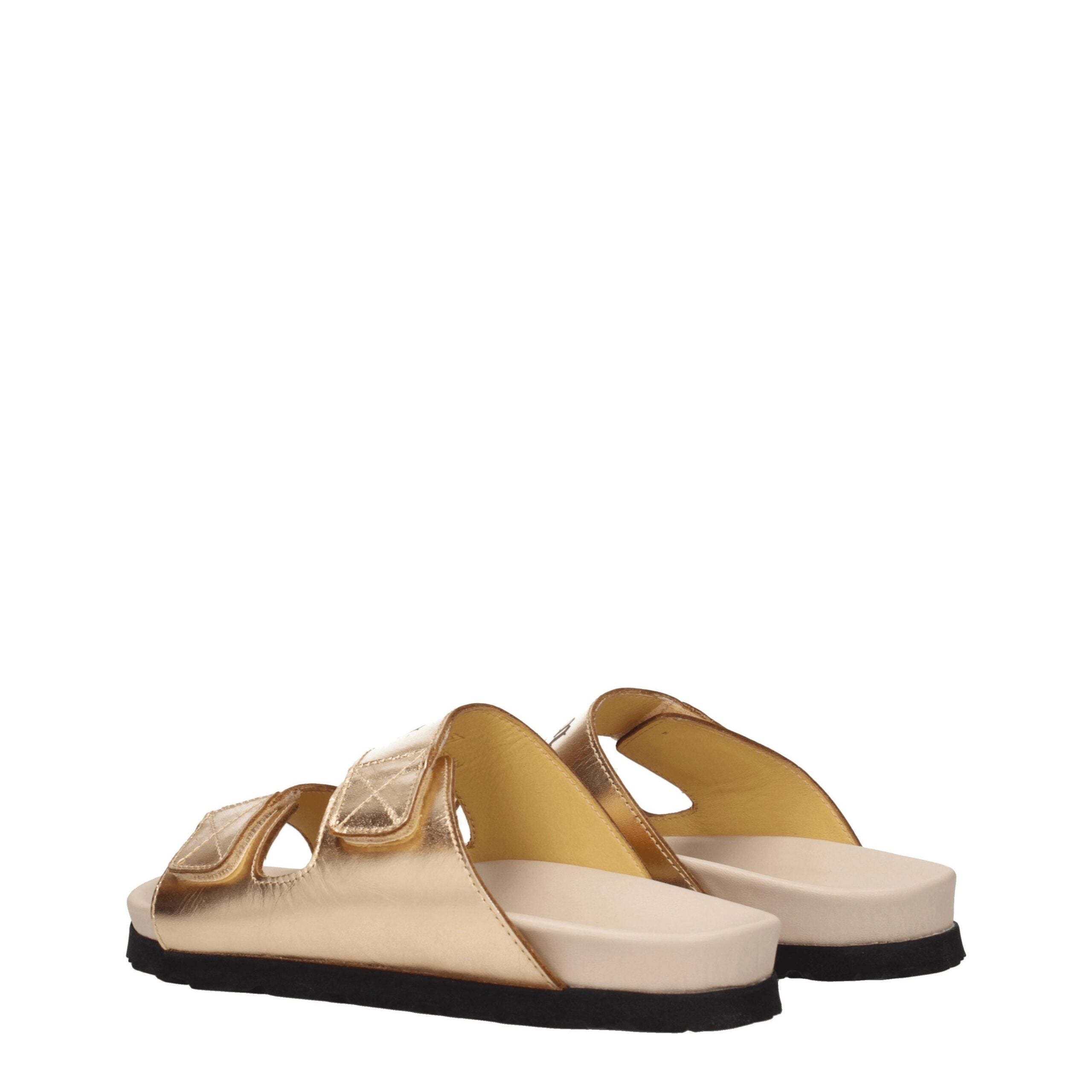Palm Angels Goldene Leder-Pantoffeln