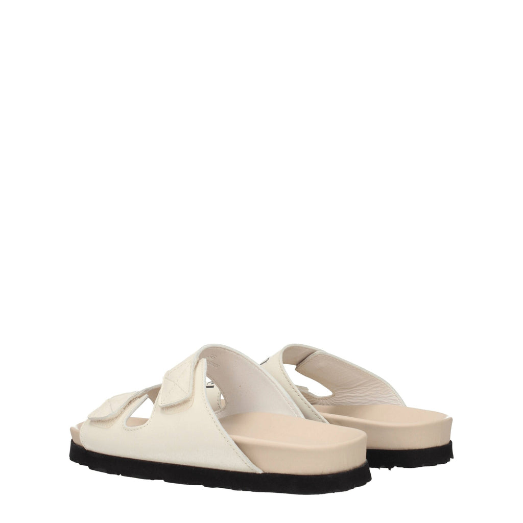Palm Angels Flache Sandalen aus Leder in Beige