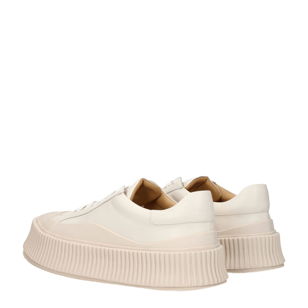Jil Sander Beige Leder Plateau Turnschuhe